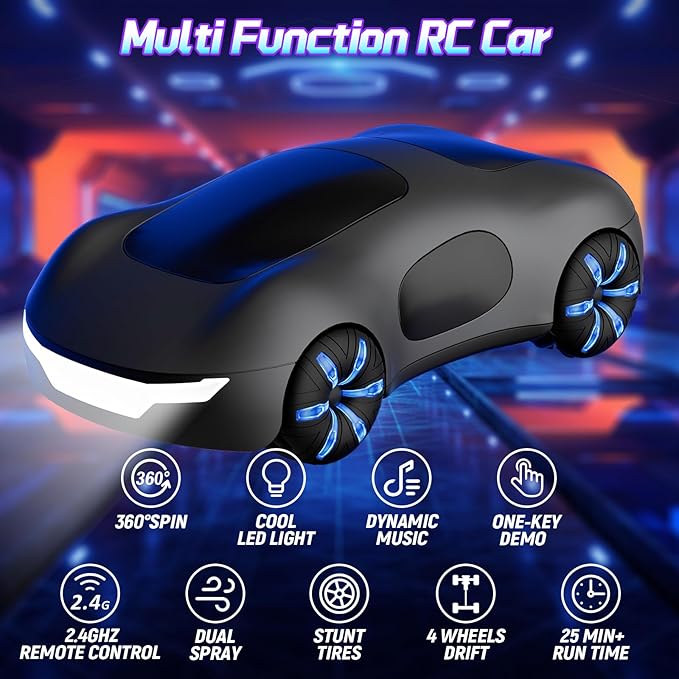 Gesture Sensing Remote Control Car, Drift RC Stunt Car with Light Spray & Sound, 2.4GHz Hobby RC Cars Toy for Kids, 360° Rotate, Birthday Gifts for Boys Girls 4-12 Racing Gifts