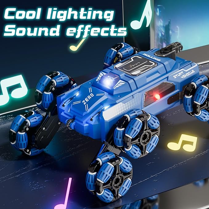 Cool 8 Wheel Gesture Control RC Stunt Car , Birthday Toys Gifts for 6 7 8-12 13 14 Year Old Boys , 2.4Ghz Hand controlled Remote Control Transform Drift Cars , Double Sided Climbing with Music & Spray