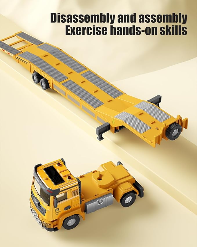Junbinwon&NP Engineering Construction Truck Toy Vehicle Semi Truck, Excavator, Bulldozer, Alloy Engineering Construction Vehicles Truck Toys w/Lights & Sounds, Model Cars Kids Toys for Boys and Girl