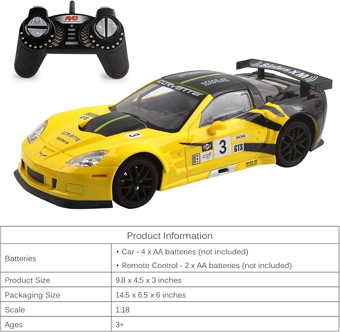 Vokodo RC Super Car 1:18 Scale Remote Control Full Function with Working LED Headlights Easy to Operate Kids Toy Race Vehicle Perfect Exotic Sports Model Great Gift for Children Boys Girls