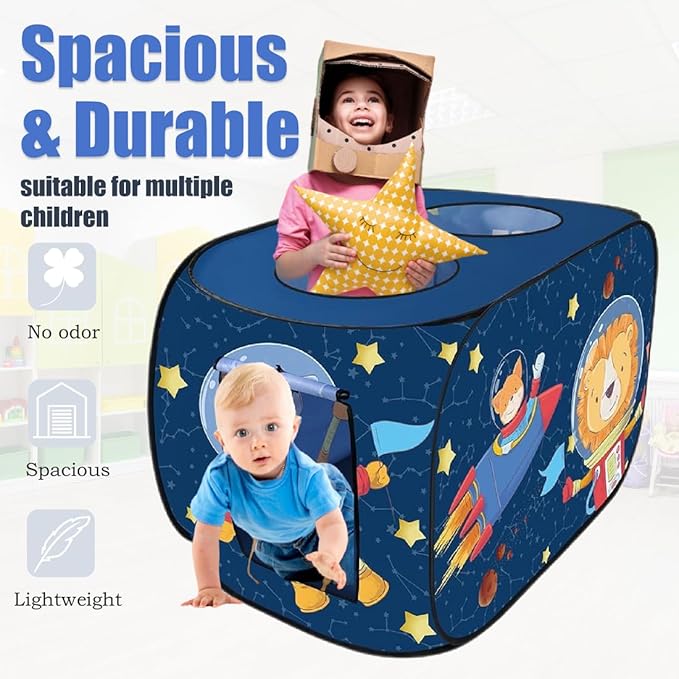 Pop Up Tent for Kids.Rocket Tent for Kids.Large, Easy to Organize Space Tent for Kids.Rocket Ship Tent.Space Ship Tent.Boys and Girls Imaginative Play.Spaceship Playhouse Tent Set, Blue