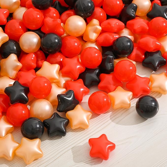 Ball Pit Balls and Stars, 100 200 500 Pieces Plastic Toy Balls for Kids Toddllers Baby Girls Ball Pits, Bounce House, Play Tent, Baby Pool Water Toys,Party Banner Props