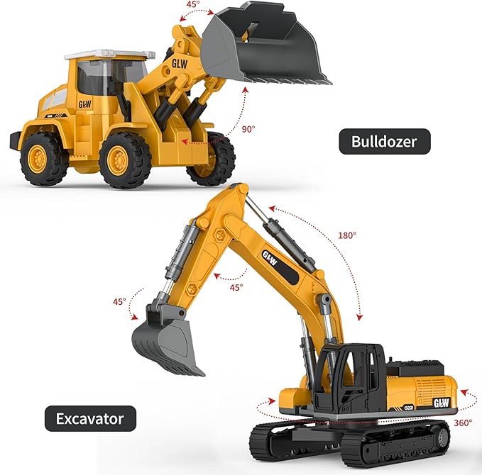 Kids Toys for 3 4 5 6 7 Years Old Boys, Die-cast Construction Toys Set w/Semi Truck, Excavator, Bulldozer, Alloy Engineering Construction Vehicles Truck Toys w/Lights & Sounds, Model Cars
