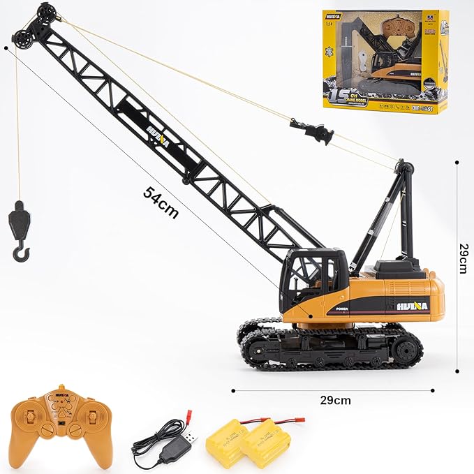 RC Crane Toy, 15CH Remote Control Crane for Boys 8-12, RC Crane Tower Construction Vehicles with Heavy Duty Metal Hook, Birthday Gifts Ideas for Kids Adults, 1:14 Scale Trucks (with Gift)