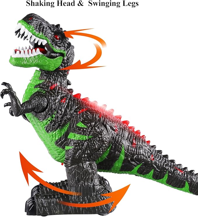 TEMI Remote Control Dinosaur Toys for Boys 3 4 5 6 7 8 Years, Electrical Stunt RC Walking Dinosaur Toy with Light and Sound, Rechargeable Battery, 360° Rotating, Birthday Toys for Kids
