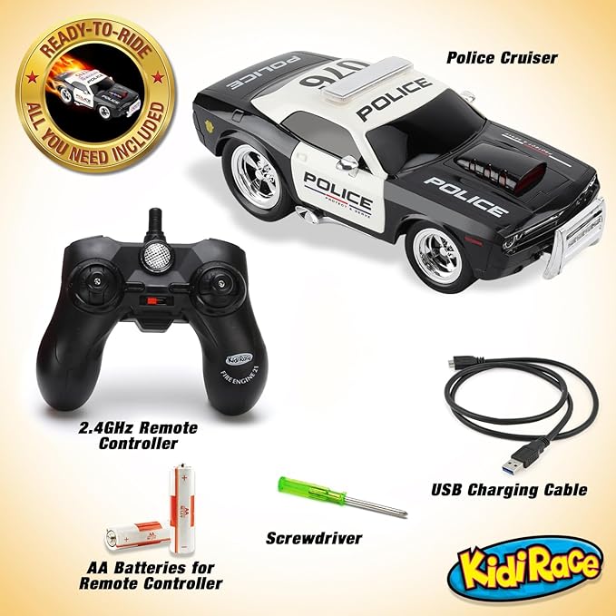 Rechargeable Police Car Remote Control Toy for Kids, Hobby Rc Cars Toys with Lights and Siren - Birthday Gift Ideas for Boy Age 8-12 Years - Gifts for Boys & Girls Ages 3 4 5 6-8 9 10 11 12 Year Old