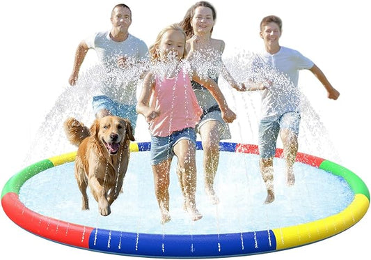 11.4 FT Large Splash Pad for Kids Ages 4-8, Non-Slip Baby Splash Pads for Toddlers, Oversized Kids Sprinklers for Yard, Heavy Duty Kid Pools Water Toys for Outdoor Family, Friends Summer Fun