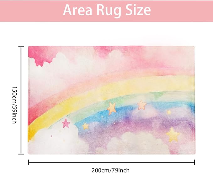 ABREEZE Kids Rainbow Rug Play Mat Ultra Soft Rugs for Kids Room, 5'x6.6' Non Slip Multi Color Children Nursery Rug Baby Rug Area Rug Kids Carpet for Bedroom Decor Playroom Living Room