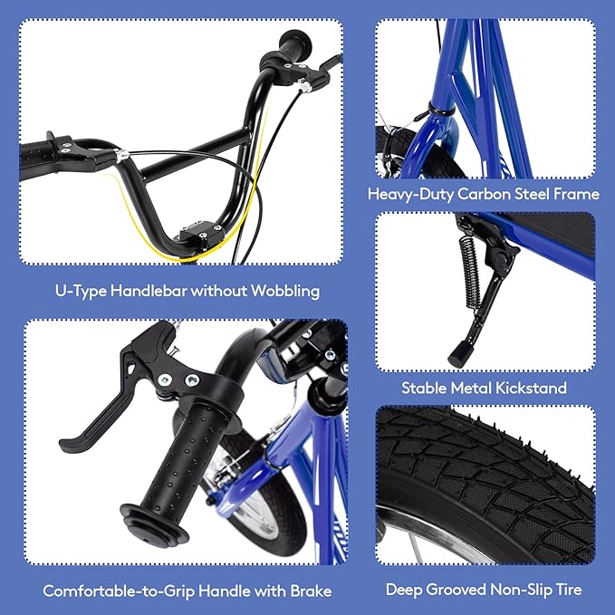 Goplus Youth Kick Scooter, Kids Kick Scooter W/ 12-Inch Air Filled Wheels, Carbon Steel Frame, Adjustable Handlebar, Front and Rear Dual Brakes, Ride On Toys for Adults Teens 8+