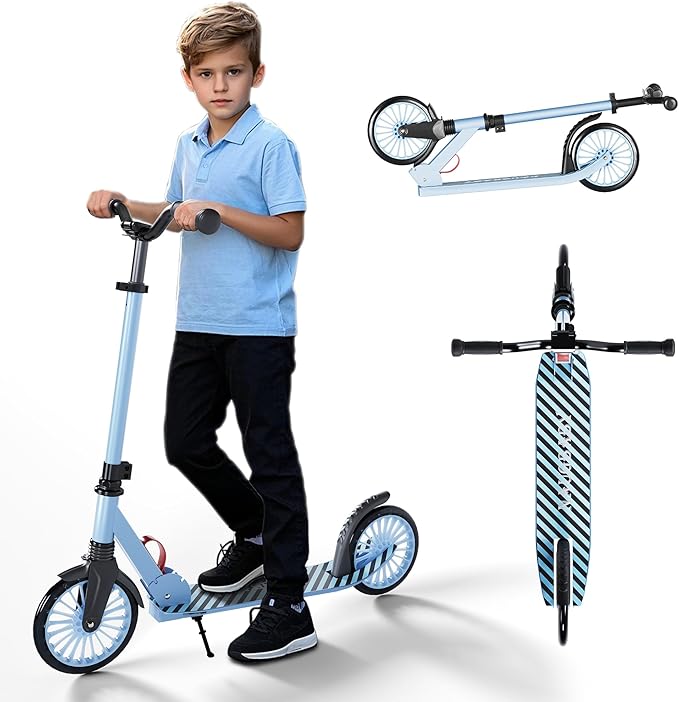 Scooter for Kids 8-12, Kick Scooter for Kids,Teen& Adults, Folding Scooters Holds Up to 220lbs | Adjustable Height | Lightweight |Rear Brake