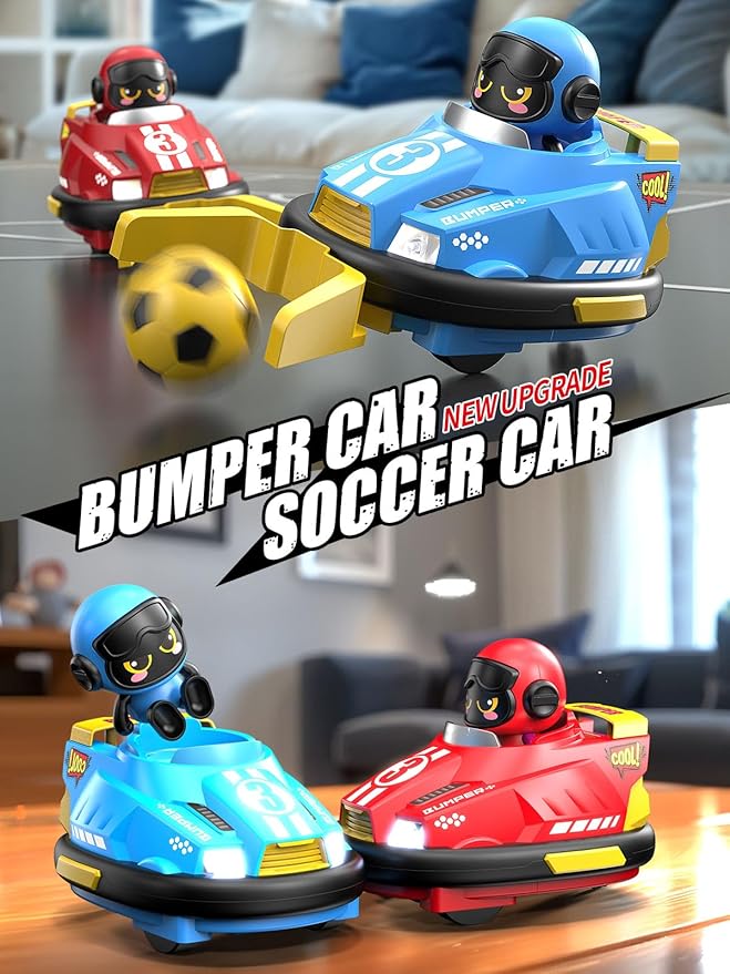 ATHLERIA 2pcs Toddler Remote Control Car Toys for Kids Age 3+,RC Bumper Car Race Vehicles,Two Player Competitive Games,Christmas Birthday Twin Gifts for 4 5 6 7 8+ Year Old Boys Girls Teens(Blue+Red)