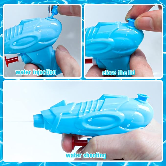 Threan 100 Pack Water Gun for Kids Mini Water Gun Toy Colors Water Squirter Plastic Squirt Pistol Small Fun Water for Adults Teens Summer Pool Beach Water Party Favor Outdoor Game Bath Birthday (Cool)