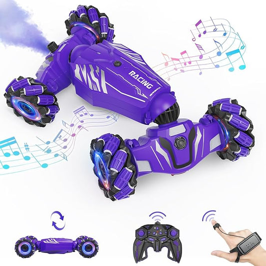 Dysaim Gesture RC Car, Birthday Gifts Toys for Boys Girls Age 6-12, 4WD Remote Control Car 360° Rotate Transform Drift RC Cars with Lights Music Sprayer, 2.4Ghz Hand Controlled