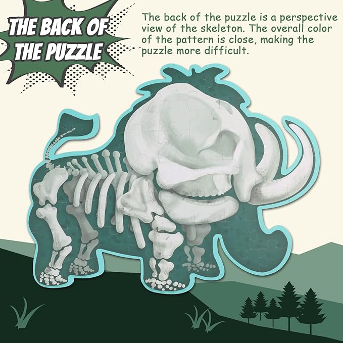 HAS Happiness and Surprise Floor Puzzles for Kids Ages 3-8, 48 PCS Double Sided Mammoth Elephant Shape Puzzle, Children Jigsaw Puzzles for Boys Girls Gifts