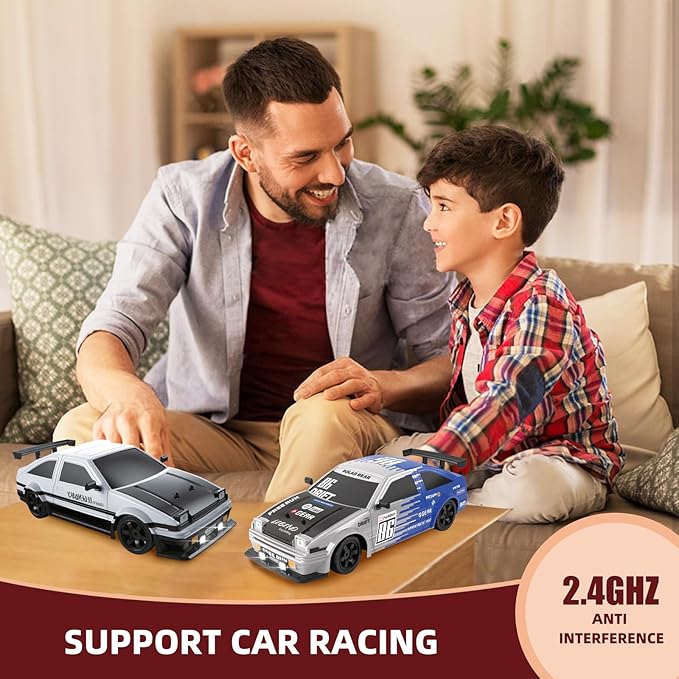 RC Drift Remote Control Car, 1/16 2.4GHz 4WD With LED Lights, Rechargeable Battery and Drifting Tires - Toy for Adults, Boys, Kids