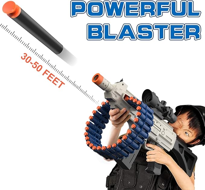 Electric Automatic Toy, JakMean Toy Blaster with 30 Dart Clips and 100 Foam Darts, Outdoor Shooting Games Toys for 6-12 Year Old Boys & Girls Adults, Gifts for Birthday Xmas (J3A)