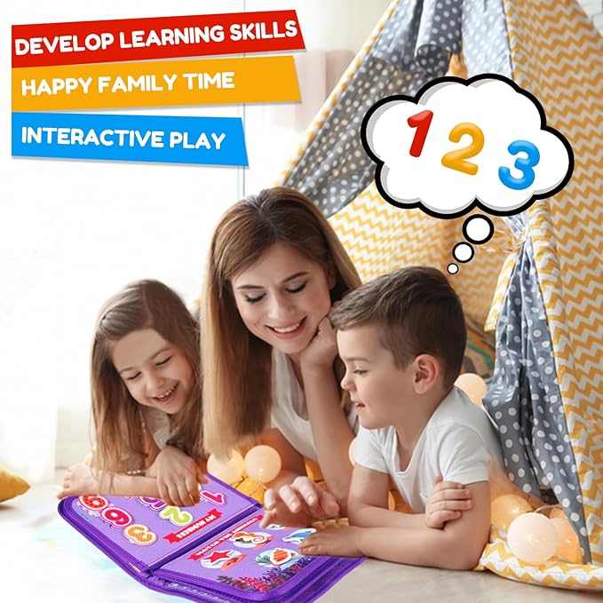 Qizfun Busy Board Montessori Toys for 1 2 3 4 Year Old, Educational Sensory Preschool Learning Toys for Toddlers 1-3, Car & Airplane Travel Activities Toys for Kids Ages 2-4, Girl Birthday Gift