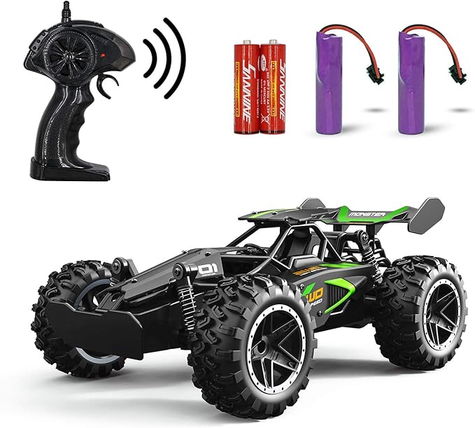 Remote Control Car, RC Cars for boys age 8-12, Toys Cars for boys age 4-7, 1:18 2.4Ghz Monster RC Truck Toys for Girls, Off Road RC Crawler Easter Basket Stuffers Gift Idea for Kids(Black green)