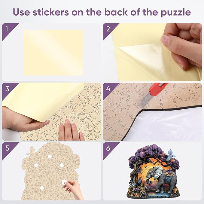 Wooden Puzzles for Adults, Elephant Jigsaw Puzzles 500 Pieces, Unique Shaped Puzzle for Adults and Kids, Christmas Birthday Gift Family Game 16.5 x 16.9 Inch