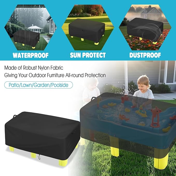 Water Table Cover for Simplay3,Waterproof Big River and Roads Water Play Tables Cover for Ages 4-8,Outdoor Large Water Table Covers for Activity Play Table-46X30X16in