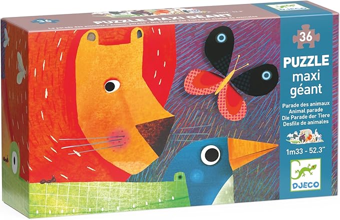 DJECO Giant Floor Animal Parade (36 Pieces) - Storytelling Puzzle Art for Kids - Fun & Challenging Activity for Friends & Family - Educational Jigsaw Toy for Children 4+ Years Girls & Boys