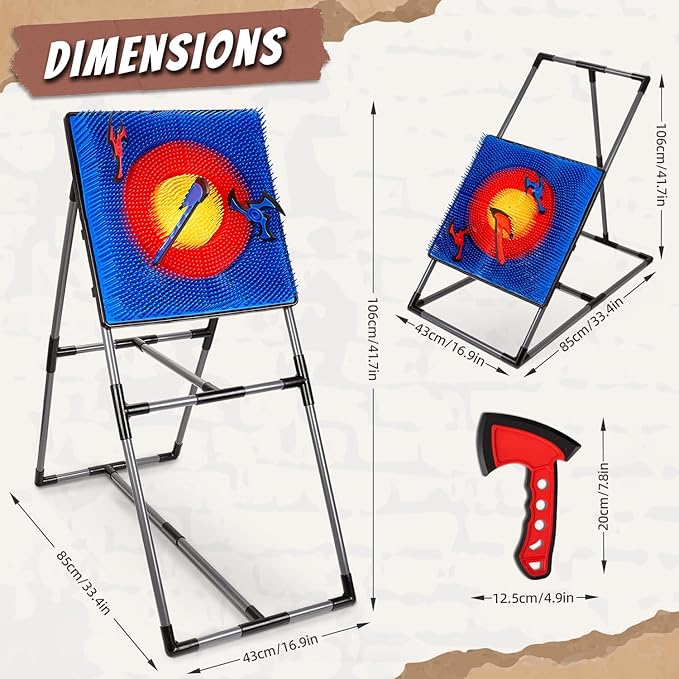 Axe Throwing Game for Backyard, Axe Throwing Target Set Games with 6 Throwing Axes & 6 Dart Bristle Target, Outdoor Indoor Yard Game for Adults Youth Kids Activity Carnival Games for Age 3-12