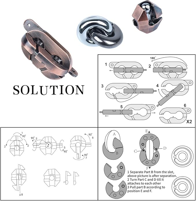 Brain Teaser Puzzle for Adults Puzzles Metal Hole Lock Adult Educational Toy Jigsaw IQ Puzzle (Red)