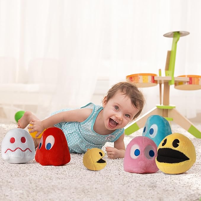 Pacn Game Man Plush Toys, Ghost Stuffed Animals Game Toys, Great as a Party Favor Gift or Companion,Ghost Plush Toy, Children's Day and Birthday Parties for Girls (Set of 8)