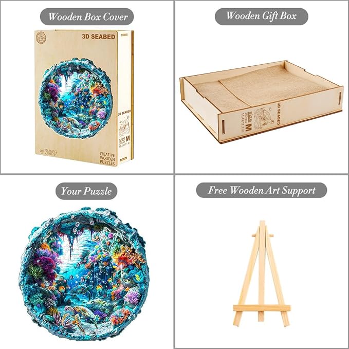 Wooden Puzzle for Adults-Wooden Puzzle Unique Shape Advanced 3D Seabed Wooden Jigsaw Puzzle for Adults and Kids,Best Gift,Wood Puzzles,Challenge Wooden Jigsaw Puzzle (M-11.4 * 11.1in-200pcs)