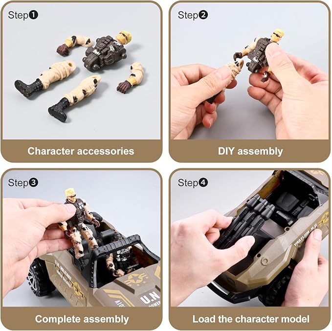 56-in-1 Army Men Toys for Boys 4-7 6-8 8-12, Military Truck/Helicopter/Kayak Boat/Motorcycle/ Army Men Action Figures/Weapon Gears, Army Toys for Boys Kids Birthday Gifts Party Favors