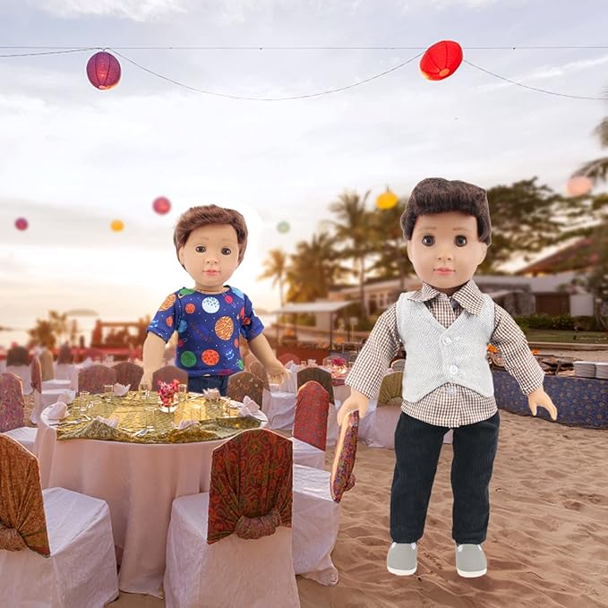 Ecore Fun 5 Sets Boy Doll Clothes and 3 Pairs of Shoes Fit for 18 Inch Boy Dolls Clothes Outfit Birthday Reward Gift for Kids