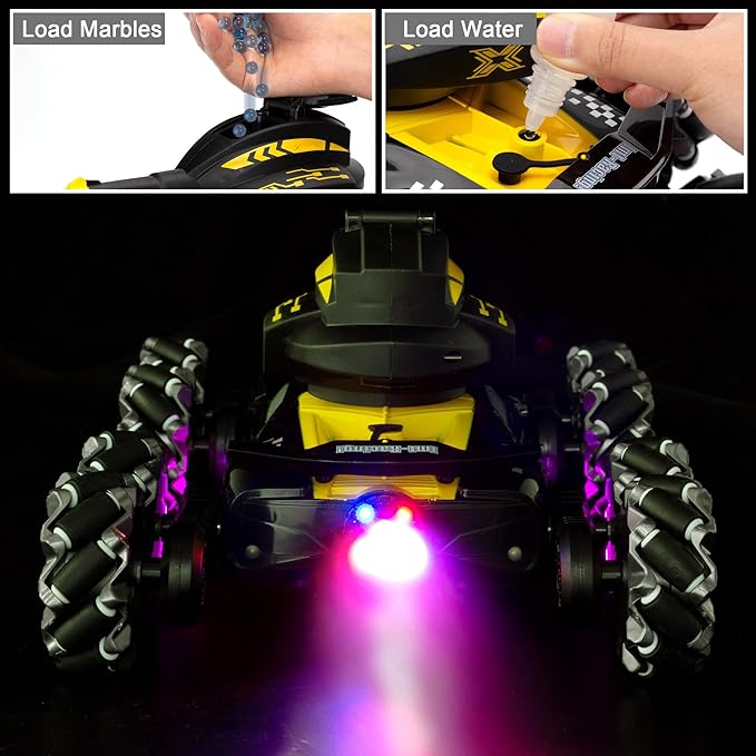 Rc Tank That Shoots 8WD Remote Control Water Bomb Car,8WD Remote Control Car,2.4GHz Gesture Sensing,Remote ControlStunt Truck,360°Rotating,8 9 10 11 12 Year Old Birthday Gifts ﻿