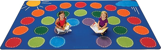 Carpets for Kids 8412 Rainbow Seating Classroom KidsTeen Room Rug 7ft 6in x 12ft Rectangle Multi Color