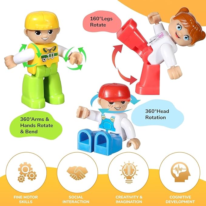 Large Magnetic Figures, 3 Inches Community Figures Set, 12 Pieces Magnetic Play People Magnet Building Toys for Kids Ages 3 4 5 6 7 8+, STEM Learning Toys Magnet Tiles Expansion Accessories Pack