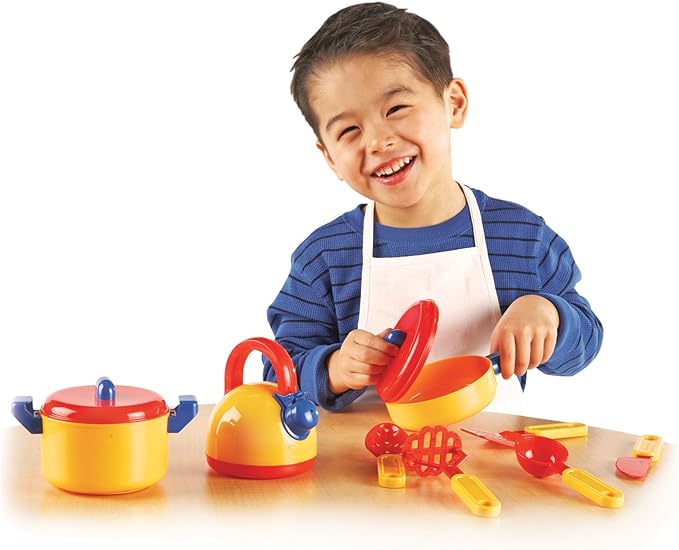 Learning Resources Pretend & Play Cooking Set - 10 Pieces, Ages 3+ Pretend Play Food for Toddlers, Preschool Learning Toys, Kitchen Play Toys for Kids