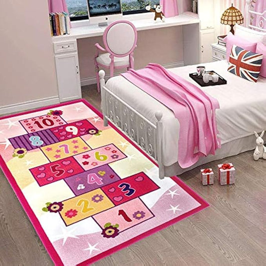 Booooom Jackson Hopscotch Kid Rug,40''x70'' Kids Preschool Rugs for3, 4, 5, 6, and 7 Year Olds,Rainbow Rug for Girls Bedroom and Kids playroom and Classroom