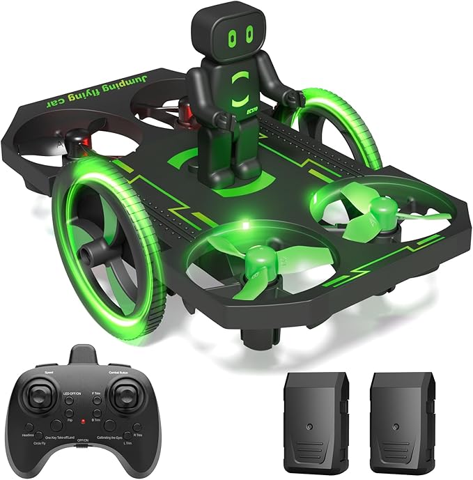 2in1 Remote Control Drone Jumping Flying Car Drones for Kids 8-12 Mini Small Nano Indoor RC Quadcopter Toy with Race on Land Mode,Circle Fly,360 Flip,Altitude Hold,2 Batteries