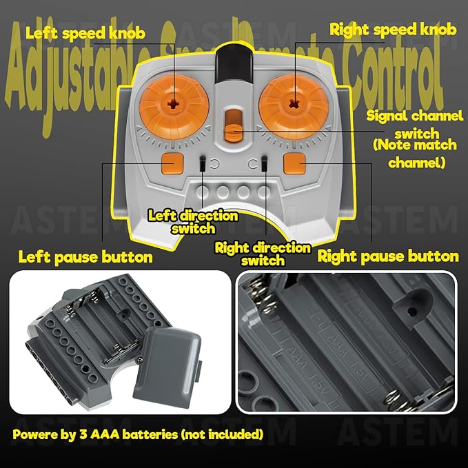 18pcs Power-Function-Motor-Set Compatible with Technic-Parts. Including Train-Motor Servo-Motor XL-Motor-L-Motor Speed-Control Remote Controller for MOC EV3.