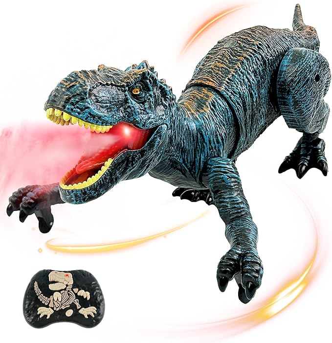Remote Control Dinosaur for Boys 4-7, Robot Dinosaur Toys for Kids 5-7, rc Dinosaur with Realistic Legs & Spray Stream,Remote Dinosaur Toys for Kids3 4 5 6 8 Year Old boy Birthday Gift (Blue)