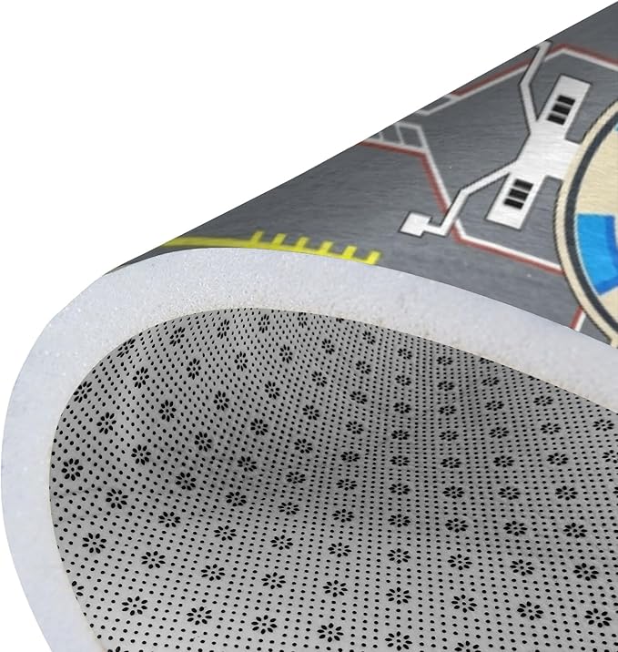 Kids Rug, Aircraft Runway Traffic System Playmat Rugs - 5x7 Ft Kids Carpet with Rubber Backing, Airplane Tarmac Airport Play Mat Great for Bedroom Playroom - Non-Slip Have Fun Safe Nursery Rug