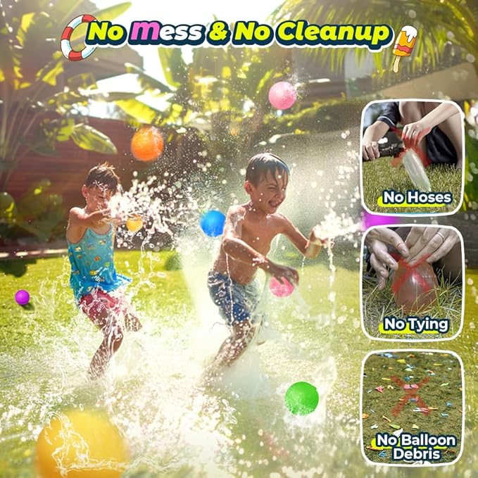 6 Pcs Reusable Water Balloons, Pool Beach Water Toys for Boys and Girls, Summer Toys for Kids Ages 3-12, Magnetic Water Ball for Outdoor Activities