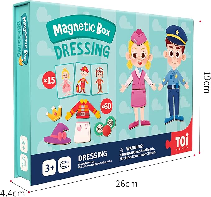 Toi Kids Magnet Toys Magnetic Jigsaw Puzzle Boxes with Game Board for Kids Ages 3-8, Preschool Tabletop Toy for Toddlers, Portable Travel Game, Dressing