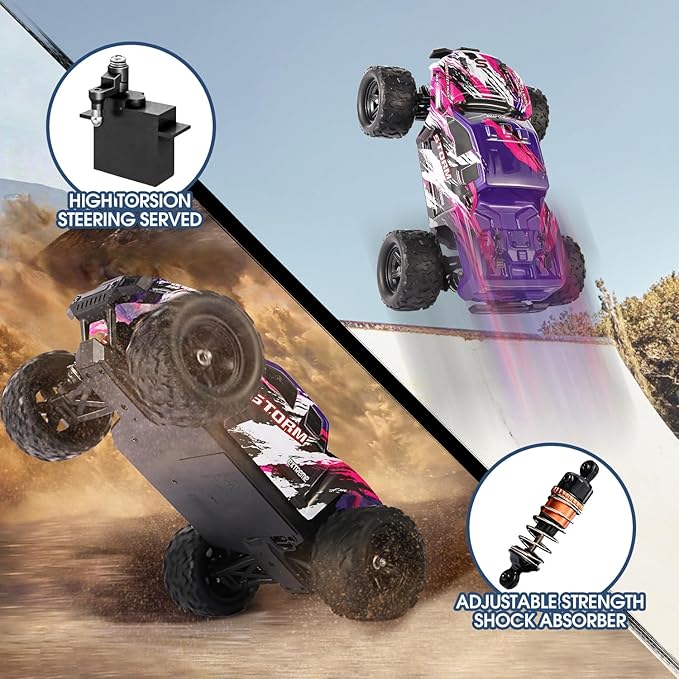 1:18 Scale RC Cars for Adults and Boys, 40KM/H Fast RC Cars 2.4Ghz Remote Control Car, 4X4 Off-Road Waterproof Monster RC Truck, Remote Control Truck with 2 Rechargeable Batteries and 2 Shells