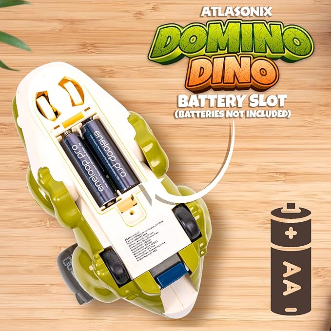 Atlasonix Domino Train, Domino Train for Kids, Automatic Set for Kids, 3 Year Old Boy Gift, Montessori Toys, Fun, Educational Toys, Birthday Present for 3-5 Year, 220 Blocks Dinosaur