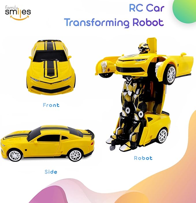 Kids Transforming Robot RC Car Toys for Boys 8-13 Remote Control Gift Yellow