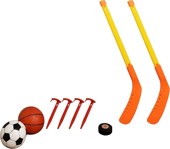 Kids Basketball Hoop Arcade Game, 3 in 1 Sports Center - Hockey, Soccer, Sports Station - Indoor Arcade Game, Includes Basketball Hoop, Hockey net, Soccer Goal for Toddlers and Children Boys and Girls