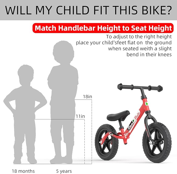 RoyalBaby Toddler Balance Bike for 2 to 5 Years Old Boys Girls Toys Gift, Lightweight Adjustable Seat and Handlebar Training Bicycle 12 Inch Wheel