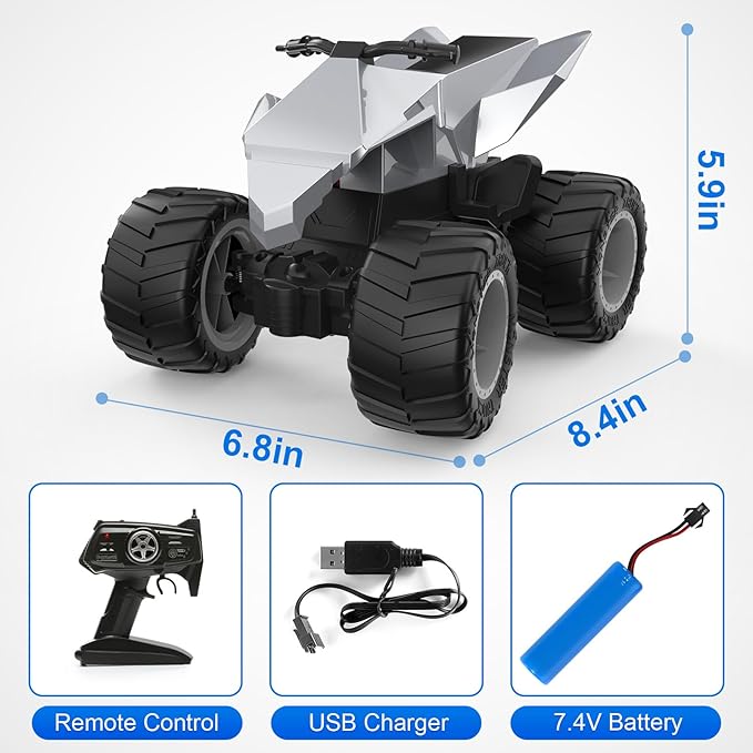 Remote Control Car for Kids, 1:14 RC Cybertruck Motorcycle,All-Terrain Rc Truck Motorbike for Boys and Girls Age 3+