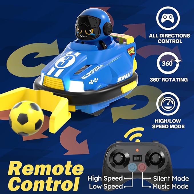 Remote Control Bumper Car Toy Set of 2 Players Football Games|Toddlers Mini RC Car Toys with Light & Sound & 360°Rotating|Christmas Birthday Gifts for 2 3 4 5 Year Old Boys Girls Kids Ideas
