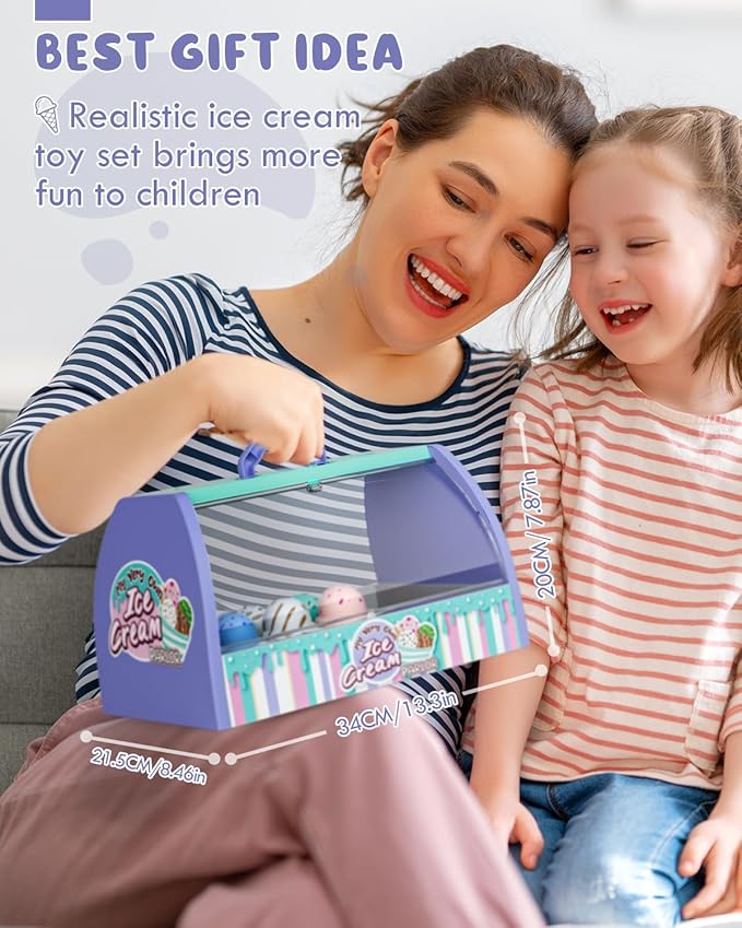 Lehoo Castle Ice Cream Toys for Toddlers 3-5, Toys for 3 4 Year Old Girls, Play Ice Cream Counter Shop Playset for Kids, Gift for Girls Boys 3 4 5 6 Year Old